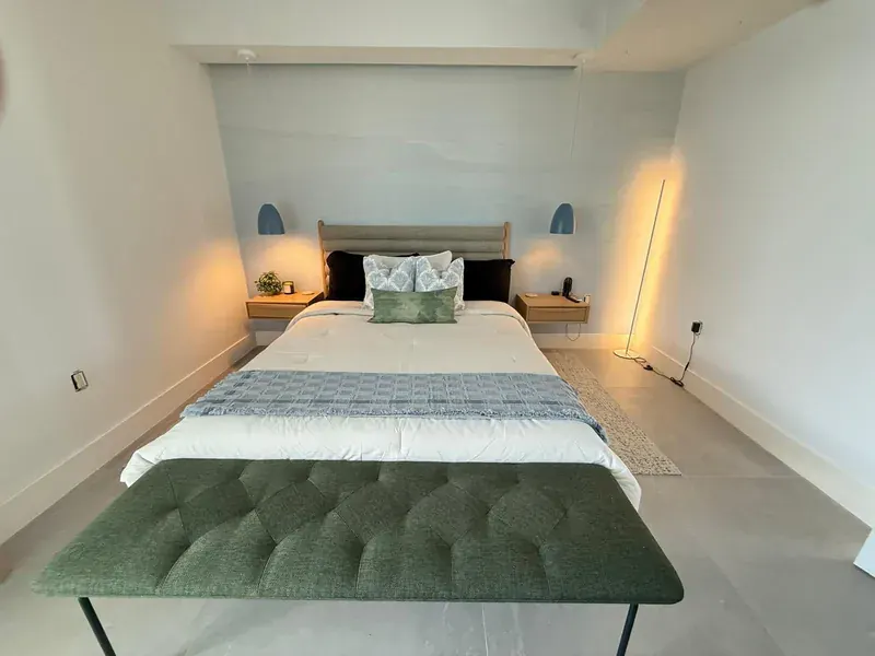 A clean, bright bedroom