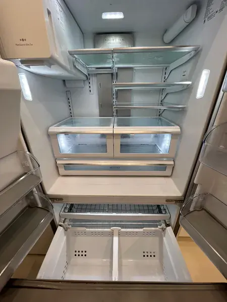 Inside a cleaned fridge freezer